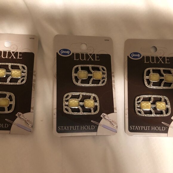 Goody Luxe Stayput Hold Fancy Barrettes, 2 Piece Set X 3 - Picture 1 of 4